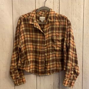 Cropped flannel shirt